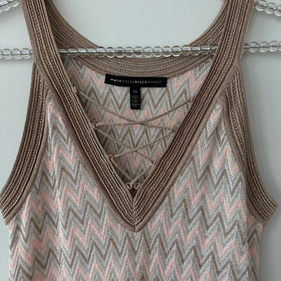 White House Black Market Stunning Pink & Gold Tank Blouse NWOT - Picture 5 of 8